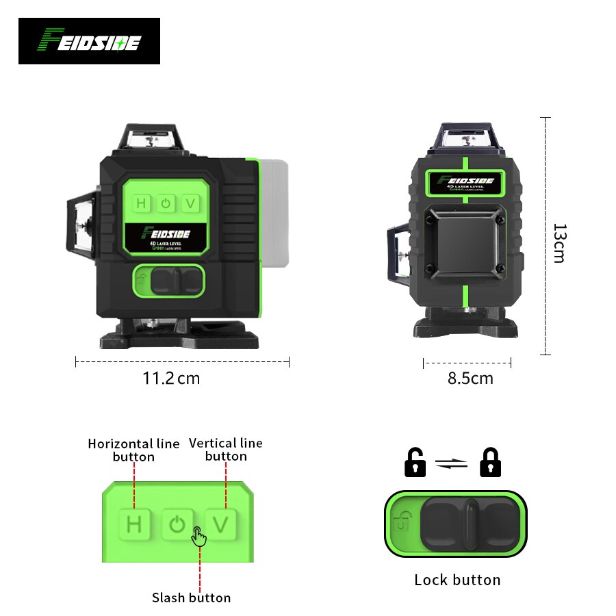 FEIDSIDE 16/12Line Green Laser - Industrial Laser Alignment Tool ulasan dan harga
