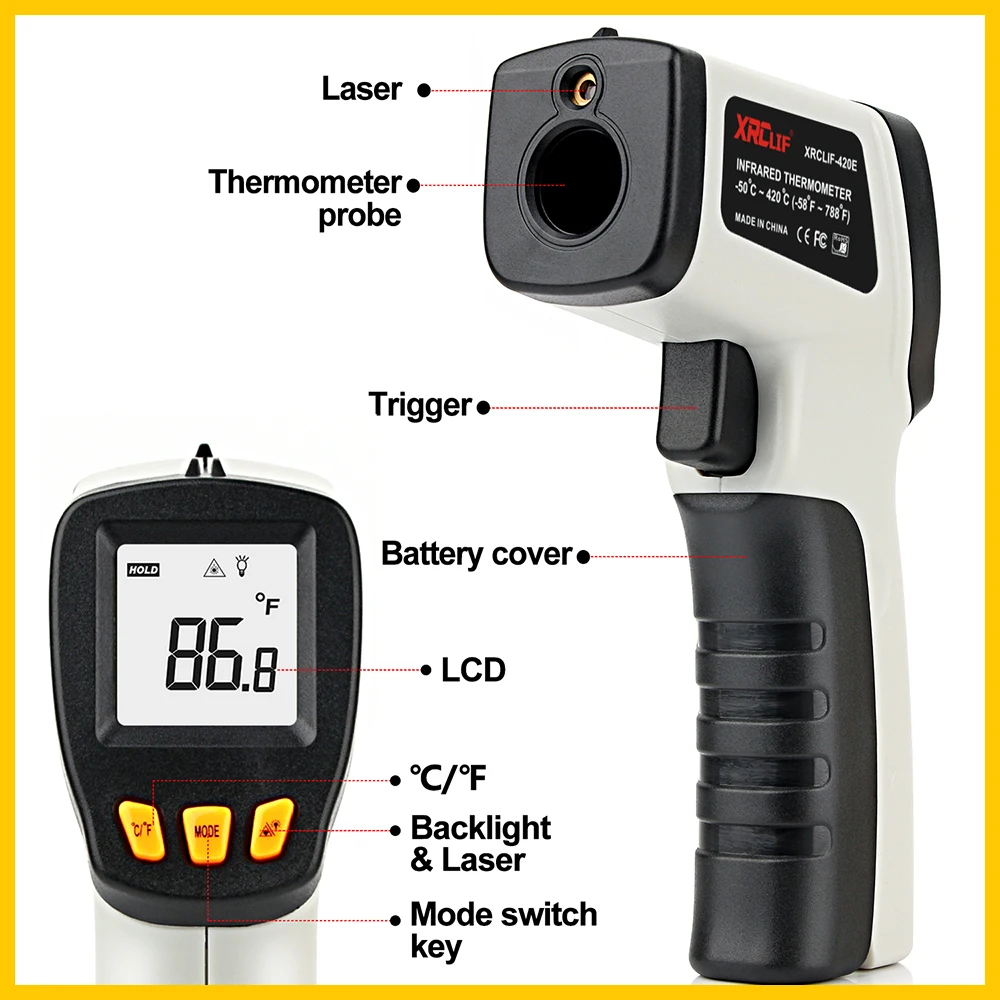 XRCLIF Infrared Thermometer No - Industrial Laser Thermometer ulasan dan harga